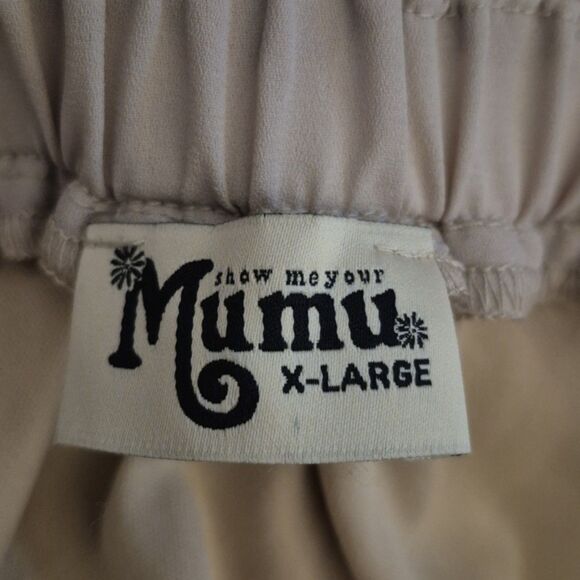 Show Me Your Mumu Amanda Maxi Dress XL Tan High Neck Empire Waist Open Back NWOT - Picture 5 of 10